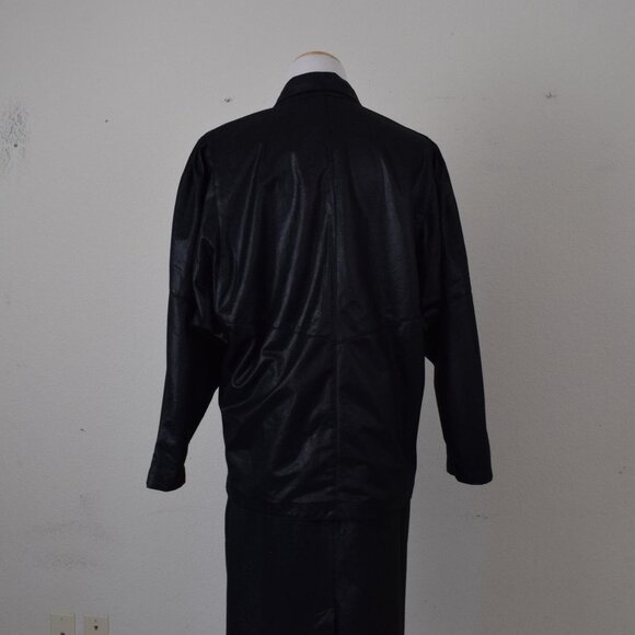 Vintage Black Polyester 2 pc Skirt + Jacket Set - Picture 3 of 10